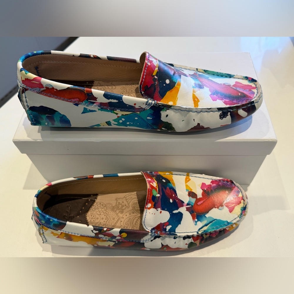 Robert Graham Leather Splatter Print Men's Loafers NWT - Picture 4 of 9